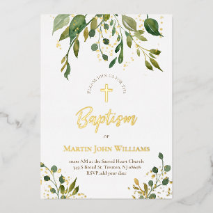 gold details watercolor greenery Baptism