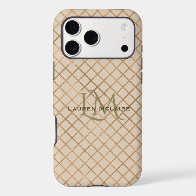 Gold Diamond & Beach Taupe Monogram  (Back)