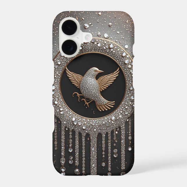 Gold Diamond Bird Emblem ✨ Luxury Royal Elegant iPhone Case (Back)