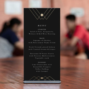Gold Diamond Black Geometric Deco Gatsby Wedding Programme