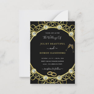 Gold Diamond Black Wedding Invitation Card