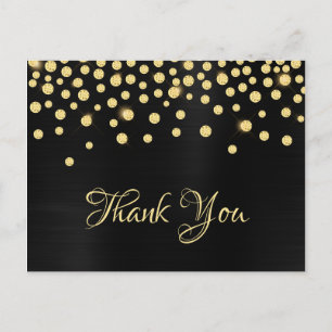 Gold Diamond Confetti Black Satin Gradient Foil Postcard