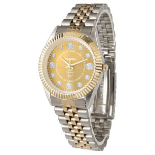 Gold Diamond Custom Saying Dial Gift Wrist Watch