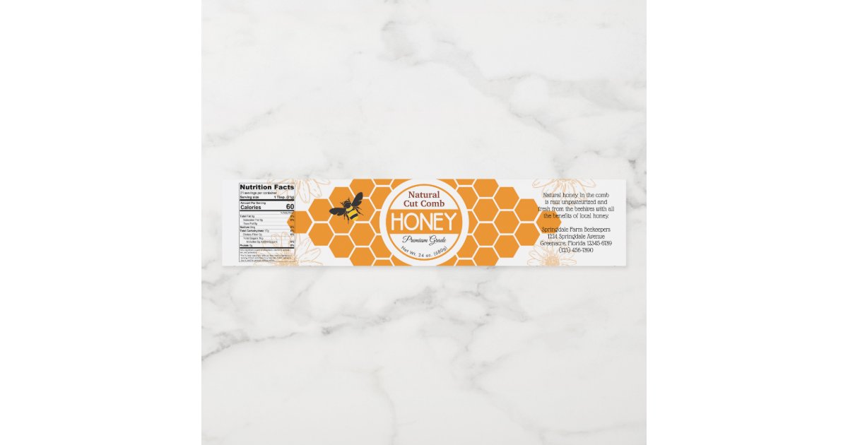 Gold Diamond Cut-Comb Honey Container Labels | Zazzle