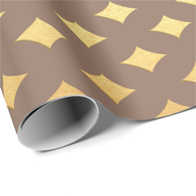 Gold Diamond Cut Ivory Beige Heraldic Wrapping Paper (Roll Corner)