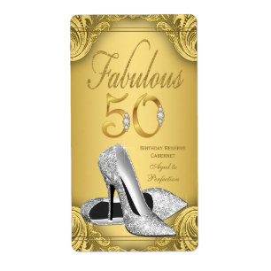 Gold Diamond Fabulous 50 Wine Bottle Labels
