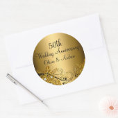 Gold Diamond Floral Swirl 50th Anniversary Sticker (Envelope)