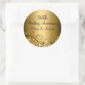 Gold Diamond Floral Swirl 50th Anniversary Sticker (Bag)