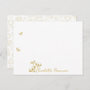 Gold Diamond Gem Personalised Script Note Cards