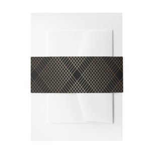 Gold Diamond Geometric Art Deco Black Gatsby Invitation Belly Band