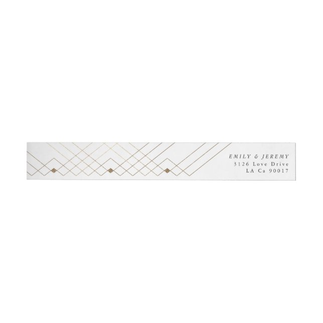 Gold Diamond Geometric Art Deco Gatsby Wedding Wrap Around Label (Individual)