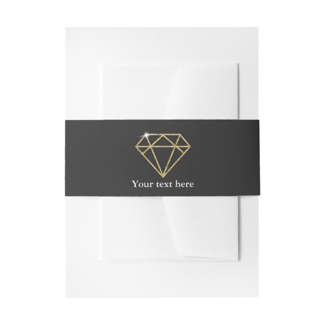 Gold Diamond Glamour Chic Modern Invitation Belly Band (Front Example)