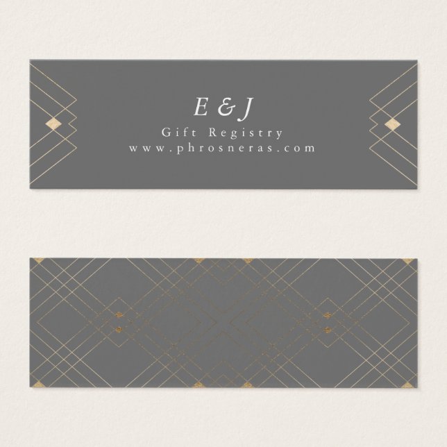 Gold Diamond Grey Geometric Deco Gatsby Wedding (Front & Back)