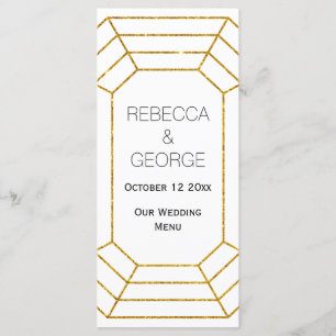 Gold diamond jewel trendy wedding menu card
