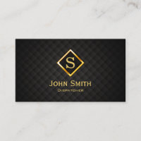Gold Diamond Monogram Dispatcher Business Card