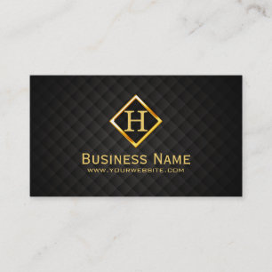Gold Diamond Monogram Label Dark Business Card