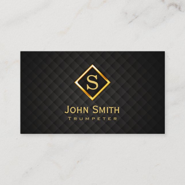 Gold Diamond Monogram Trumpeter Business Card (Front)