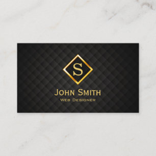 Gold Diamond Monogram Web Design Business Card