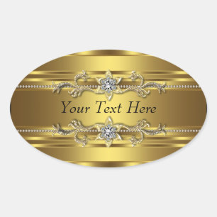 Gold Diamond Oval Sticker