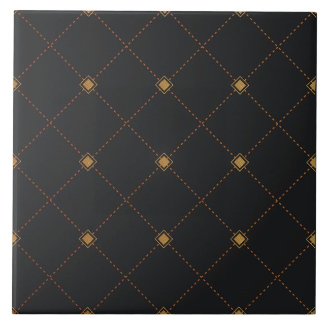 Gold Diamond Pattern Ceramic Tile (Front)