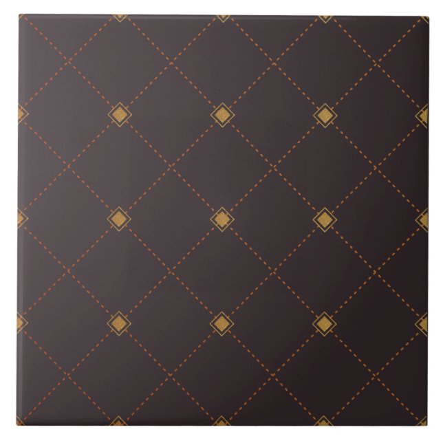 Gold Diamond Pattern Ceramic Tile (Front)