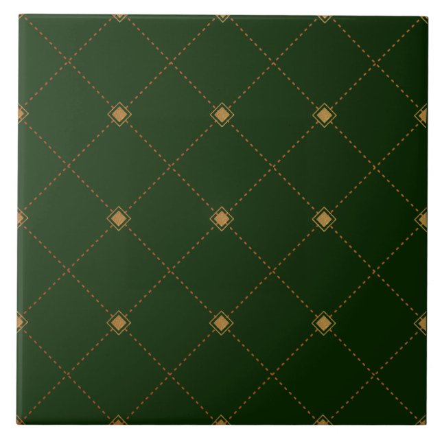 Gold Diamond Pattern Ceramic Tile (Front)