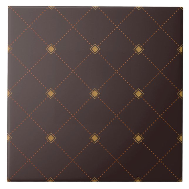 Gold Diamond Pattern Ceramic Tile (Front)