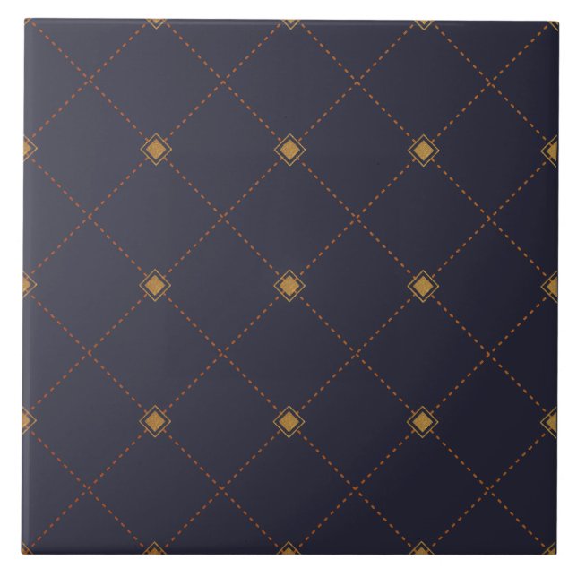 Gold Diamond Pattern Ceramic Tile (Front)