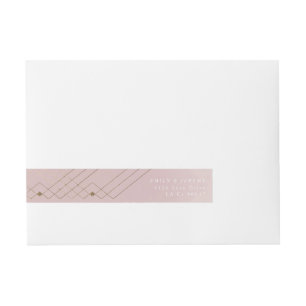 Gold Diamond Pink Geometric Deco Gatsby Wedding Wraparound Address Label
