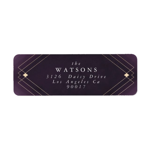 Gold Diamond Purple Geometric Deco Gatsby Wedding (Front)