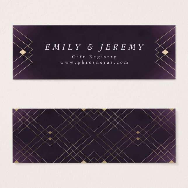 Gold Diamond Purple Geometric Deco Gatsby Wedding (Front & Back)