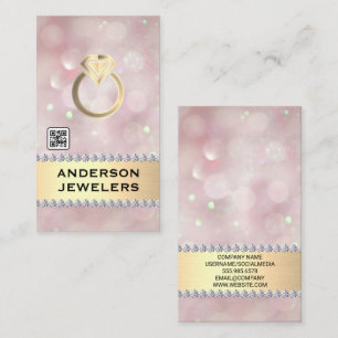 Gold Diamond Ring Logo QR Code Business Card