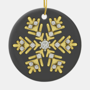 gold diamond snowflake illustration ceramic tree decoration