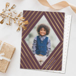 Gold Diamond Stripes Frame Photo Christmas Holiday Card<br><div class="desc">Send stylish holiday greetings with these beautiful Christmas photo cards, featuring faux gold foil stripes, forming a diamond shaped frame around your photo! The background is a deep mauve - please let me know if you'd like to see this card in a different colour! - Tracey at orabellaprints@outlook.com. The back...</div>
