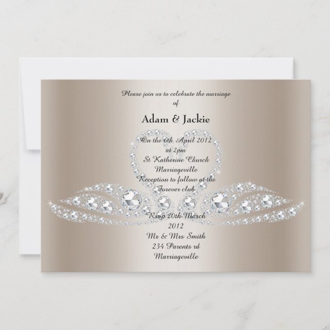 Gold Diamond SWAN  ELEGANT WEDDING Invitation (Front)