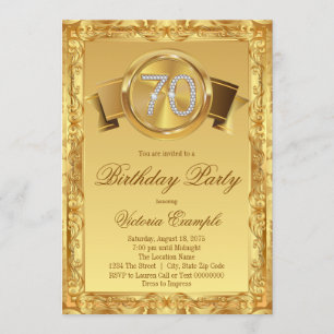 Gold Diamond Swirl Fancy 70th Birthday Invitation