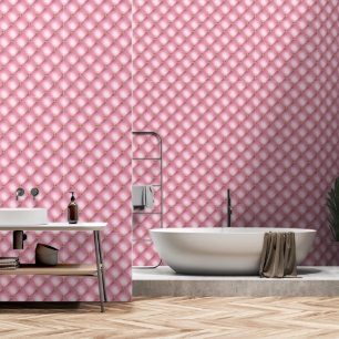 Gold Diamond Tufted Blush Pink Wallpaper