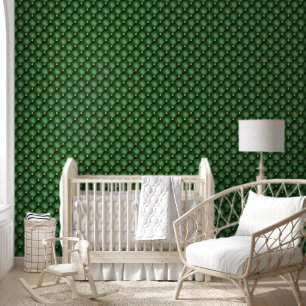 Gold Diamond Tufted Green Wallpaper