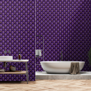 Gold Diamond Tufted Purple Wallpaper