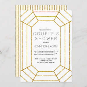 Gold diamond wedding couple's shower invitation