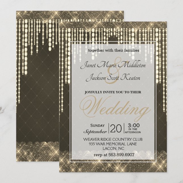 Gold Diamond Wedding Invitation (Front/Back)