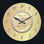 Gold Diamonds 25th Wedding Anniversary Large Clock<br><div class="desc">Elegant gold diamonds wedding anniversary clock.</div>