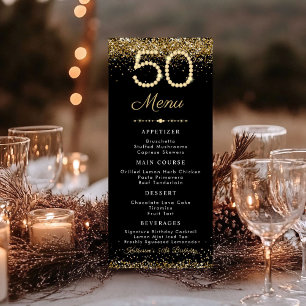 Gold Diamonds 50th Birthday Dinner Flat Menu