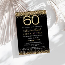 Gold Diamonds 60th Birthday Party Invitation