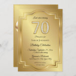 Gold & Diamonds 70th Birthday Anniversary Invitation<br><div class="desc">70th Birthday or Anniversary invitation. Glitzy gold & diamond numbers on a classy gold background. Don't forget to add the initials or other message on the back!</div>