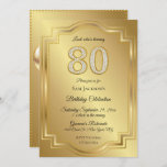 Gold & Diamonds 80th Birthday Anniversary Invitation<br><div class="desc">80th Birthday or Anniversary invitation. Glitzy gold & diamond numbers on a classy gold background. Don't forget to add the initials or other message on the back!</div>