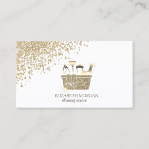  Gold Diamonds Broom Maid Cleaning House  Business Card