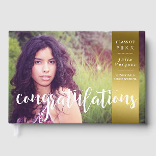 Gold & Diamonds Custom Photo Graduation Guest Book