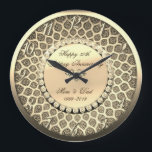 Gold Diamonds,Damask  25th Wedding Anniversary Large Clock<br><div class="desc">Elegant gold diamonds on damask .</div>
