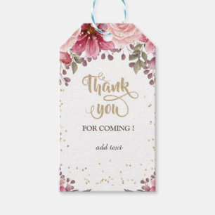 Gold Diamonds Floral Burgundy WeddingThank You Gift Tags